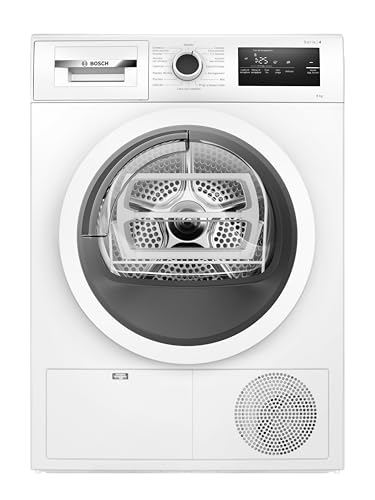 Bosch WTH85V18IT Serie 4 Asciugatrice a pompa di calore, 8 kg, Classe energetica E, Sensori di asciugatura intelligenti, Filtro semplice da pulire, Cestello lana, Bianco, 60 Cm - Design e materiali