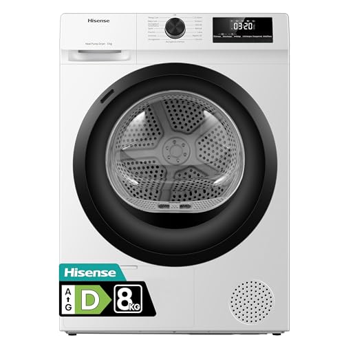 Hisense DHQE800BW2 Asciugatrice A Pompa Di Calore, 8 Kg, Classe D, Oblò Nero, Big Display, 16 programmi, Refresh - Design e materiali