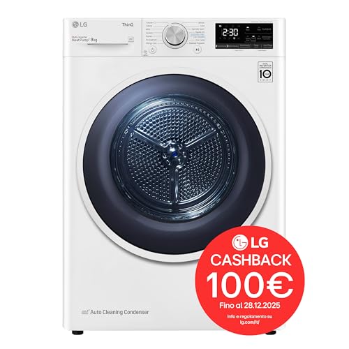LG RH90V9AVHN Asciugatrice Smart a Carica Frontale 9 Kg, Classe C, Condensazione con Pompa di Calore, Wi-Fi con SmartThinQ, Eco Hybrid, Allergy Care, 60 x 69 x 85 cm - Bianco - Prova pratica