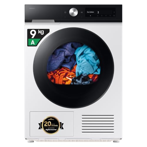 Samsung Asciugatrice Bespoke AI DV90DB7845GE/U3, 9 kg, Pompa di Calore, Wifi, QuickDrive, AI Dry, Sensore Optimal Dry, Display AI Control, Carica Frontale, 60L x 85H x 60P cm - Design e materiali