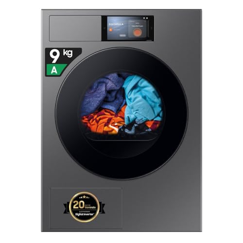 Samsung Asciugatrice Bespoke AI DV90F09F4S/U3, 9 kg, Pompa di Calore, Wifi, Controllo Vocale, Display AI Home, AI Dry, Carica Frontale, 60L x 85H x 60P cm - Design e materiali