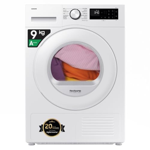 Samsung Asciugatrice Crystal EcoDry DV90DG52A0TE, 9 kg, Wifi, Pompa di Calore, Optimal Dry Sensor, Display Led, Filtro 2 in 1, Carica Frontale, 60l x 85h x 60p cm - Design e materiali